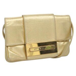Authentic FENDI Shoulder Bag Leather Gold
